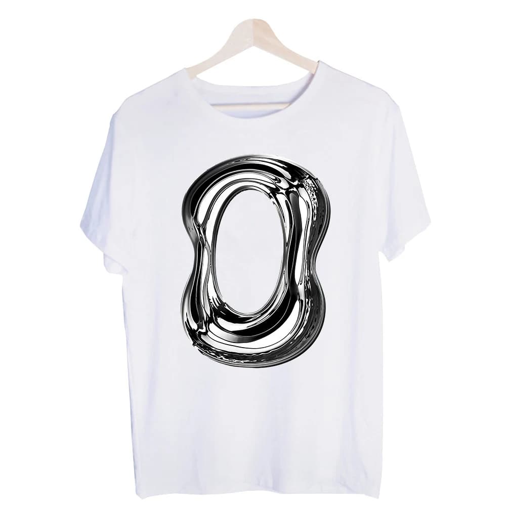 Men's Abstract Metallic Loop Graphic Tee, Short Sleeve Crew Neck T-Shirt for Casual Streetwear and Daily Outfits