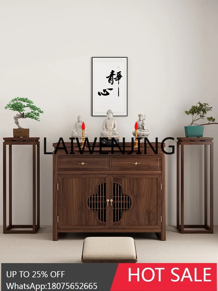 RWJ Buddha Shrine Household Minimalist Tribute Table Buddha Cabinet God of Wealth Incense Burner Table Altar