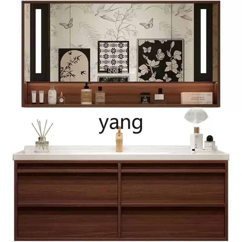 LH medieval style bone line bathroom cabinet combination retro washstand bathroom integrated ceramic basin