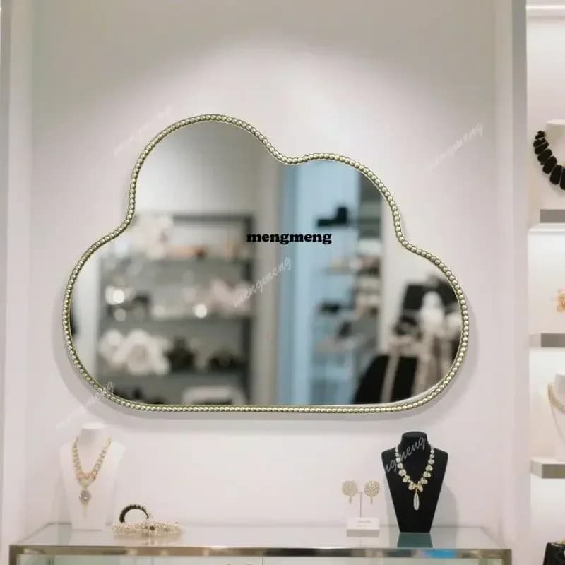 AB03Design European Bathroom Mirror Rosegold Wall Irregular Aesthetic Mirror Makeup Girls Adornos Para El Hogar House Accessorie