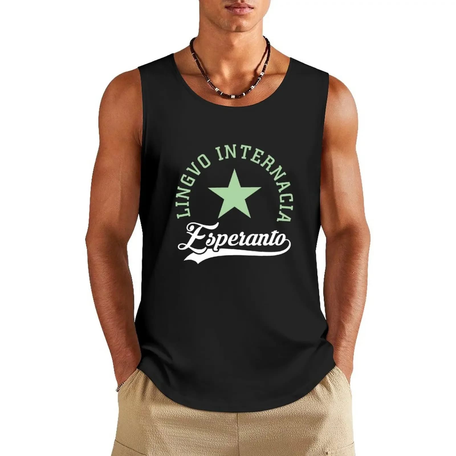 Esperanto Lingvo Internacia Tank Top summer Men's tops singlets for men