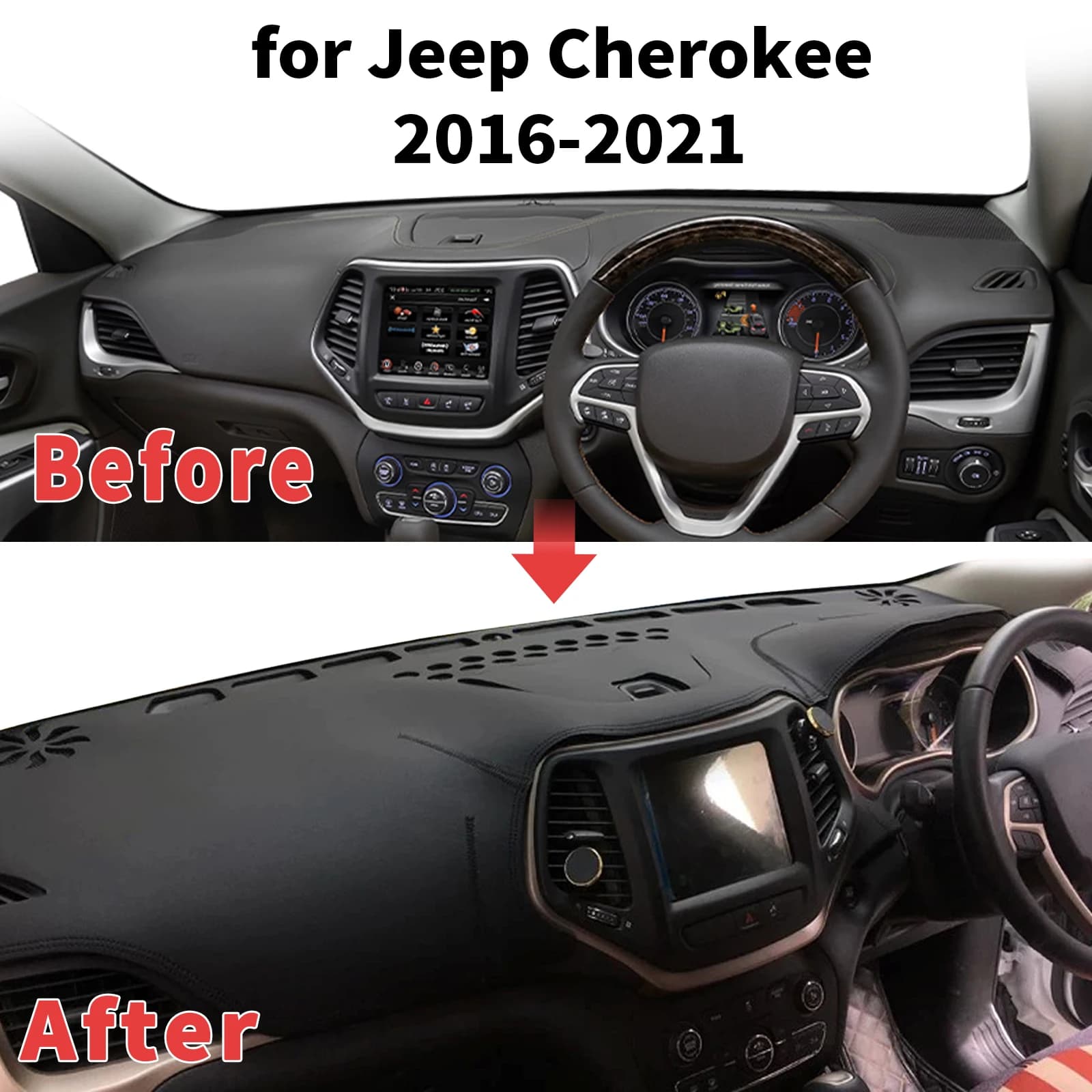for Jeep Cherokee 2016-2021 Dashboard Cover Sun Shade Protector Dashmat Anti-Glare UV Block Carpet Mat Automotive Dash Mat