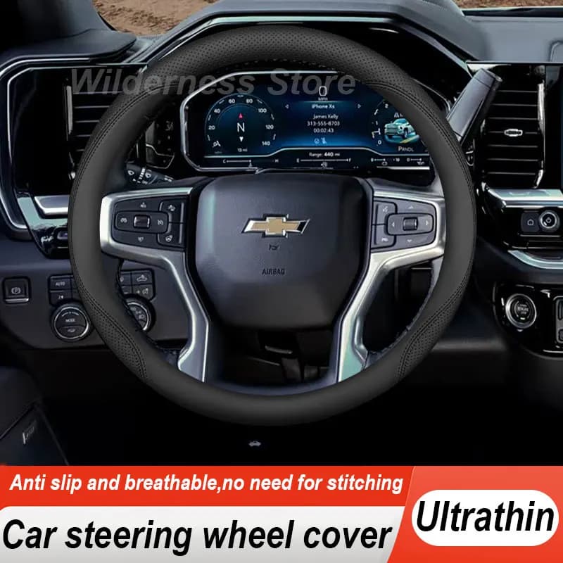 Hot Sales Car Steering Wheel Cover For Chevrolet Silverado 2021 2022 2023-2025 2026 Non Slip Steering Wheel Cover Accessories