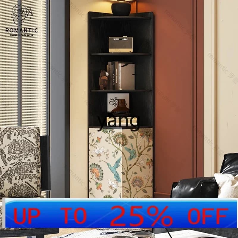 LH  Cream Wind Corner Cabinet Solid Wood Living Room Storage Display Cabinet Bedroom Corner Storage