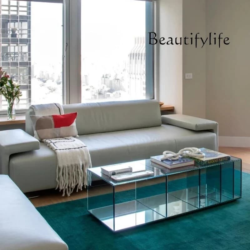 M Modern Coffee Table Creative Minimalist High-end Small Apartment Living Room Rectangular Glass Low Table