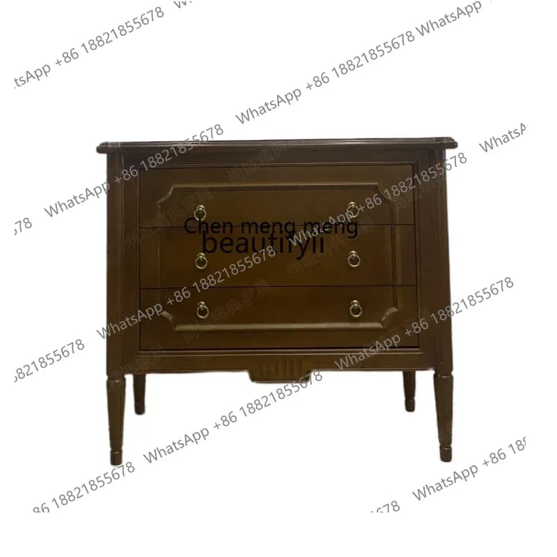 cc182French light luxury retro bedside table simple storage cabinet bed and breakfast solid wood storage bedside cabinet comple