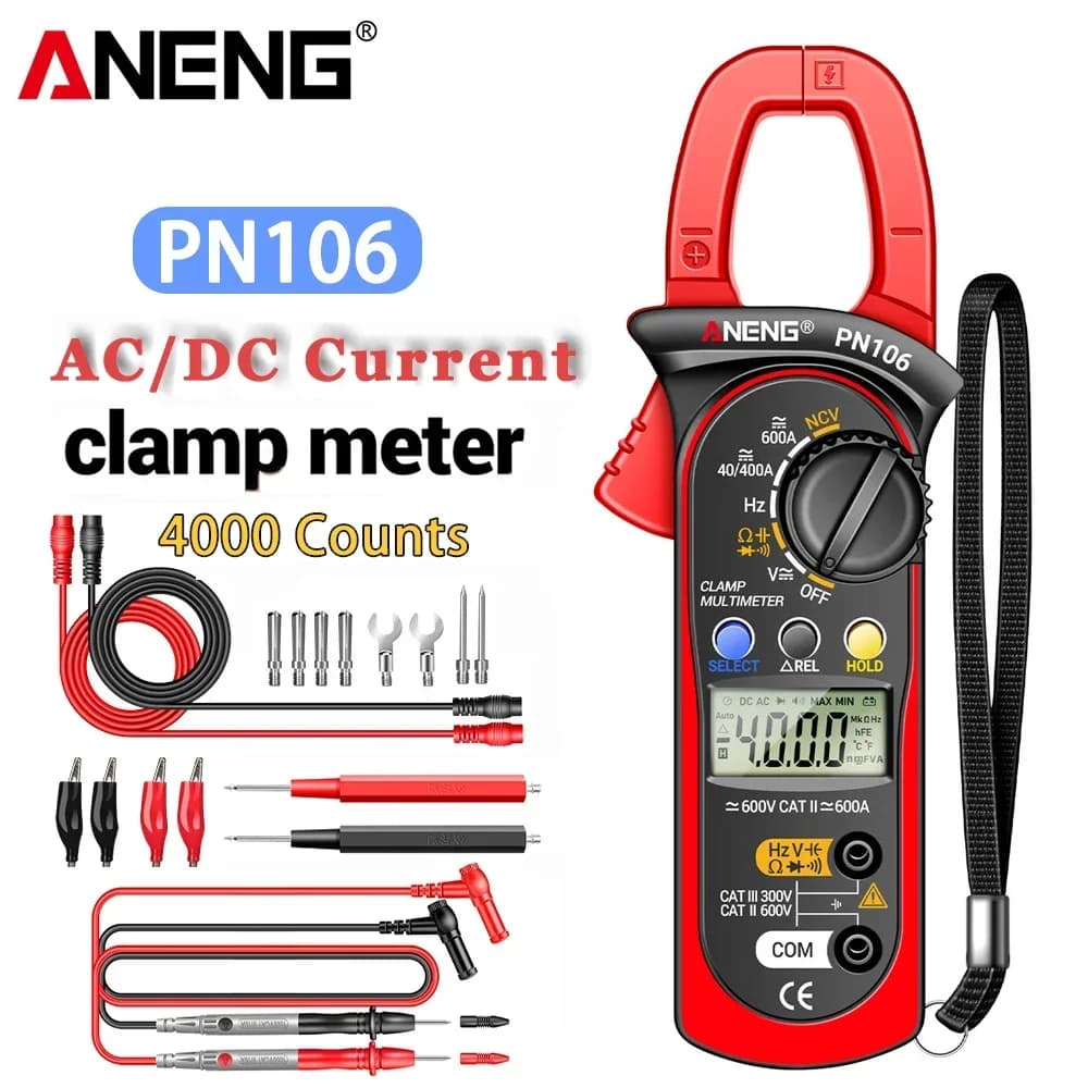 ANENG PN106 Clamp Meter Digital Multimeter AC/DC Current Voltage Tester 600A High Precision 4000 Counts Tester Electrician Tools