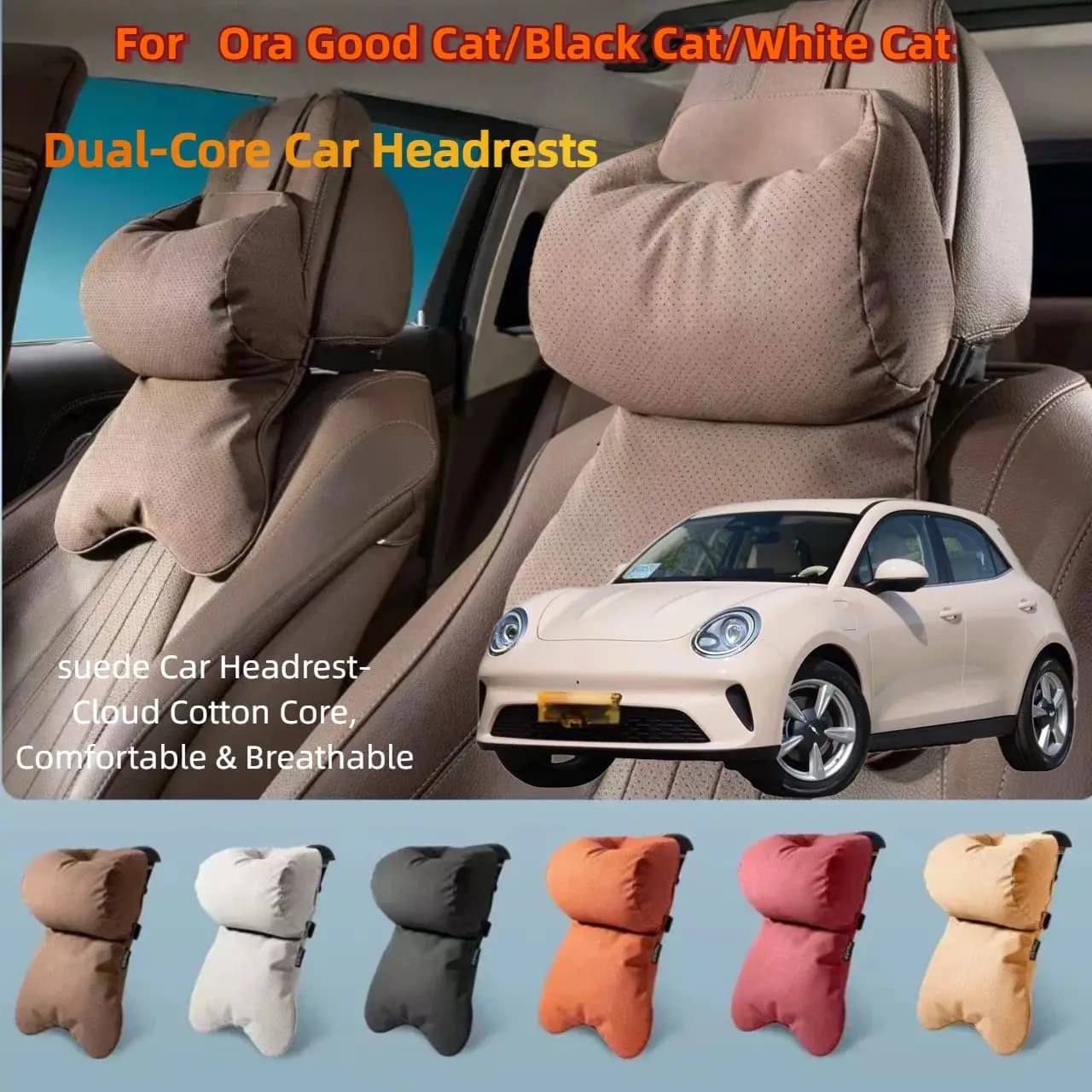 Dual-Layer Breathable Car Headrest For Ora Good Cat/Black Cat/White Cat  Double Layer Neck Shoulder Support 4 Seasons Univers