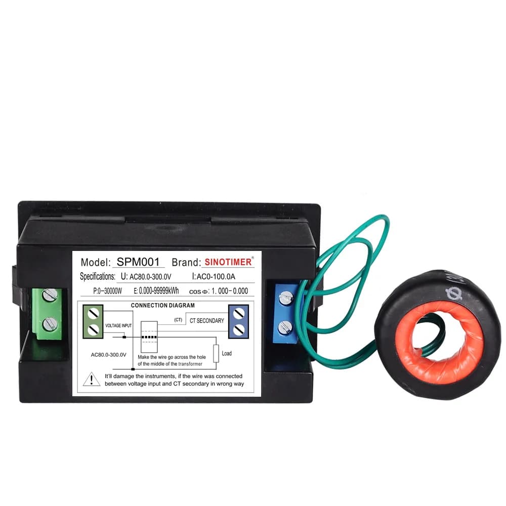 SPM001 AC80-300V AC200-450V 100A Multi-functional LED Voltmeter Ammeter KWH Meter Power Factor Wattmeter with Reset Function