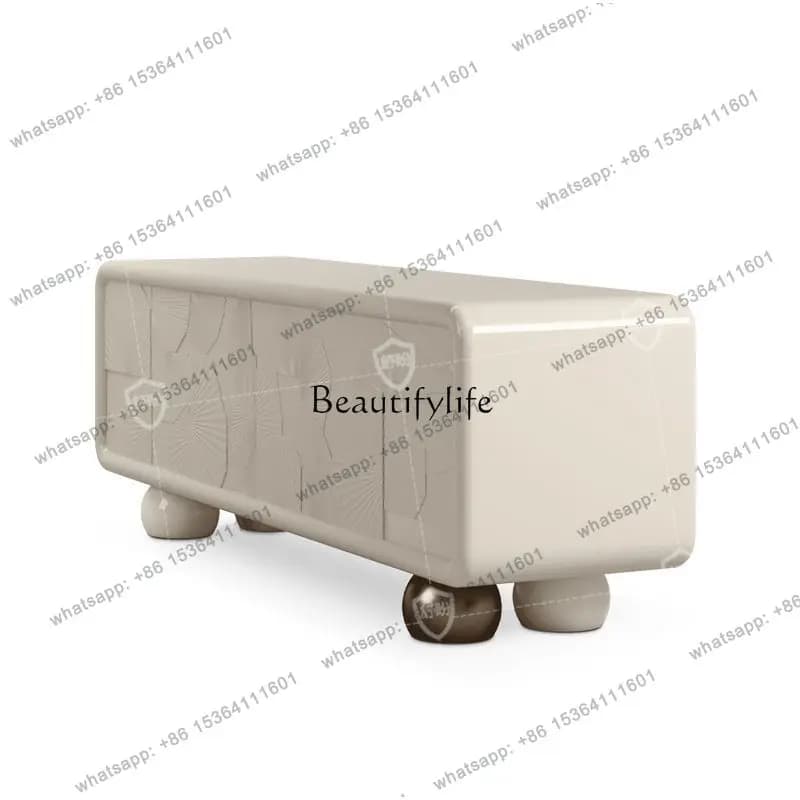 X4 Quiet wind milk color Nordic TV cabinet Living room arc art B & B Italian TV cabinet