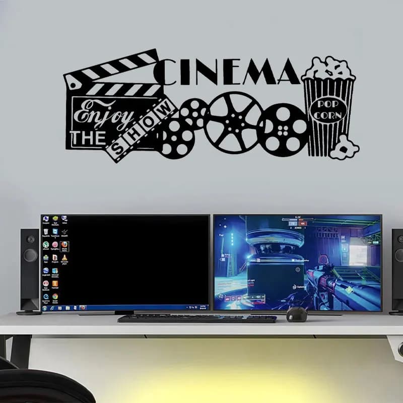 Theater Room Decor Home Cinema Vinyl Wall Art Sticker Enjoy The Show Quotes Decal Murals Waterproof Home Decoration Room 2225
