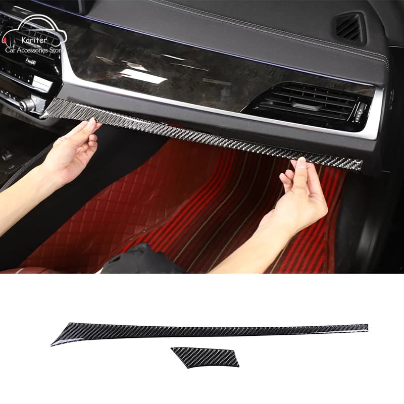 For BMW 5 Series G30 G38 2018-2022 Car Styling Soft Carbon Fiber Center Console Trim Interior Stickers molding Accessories