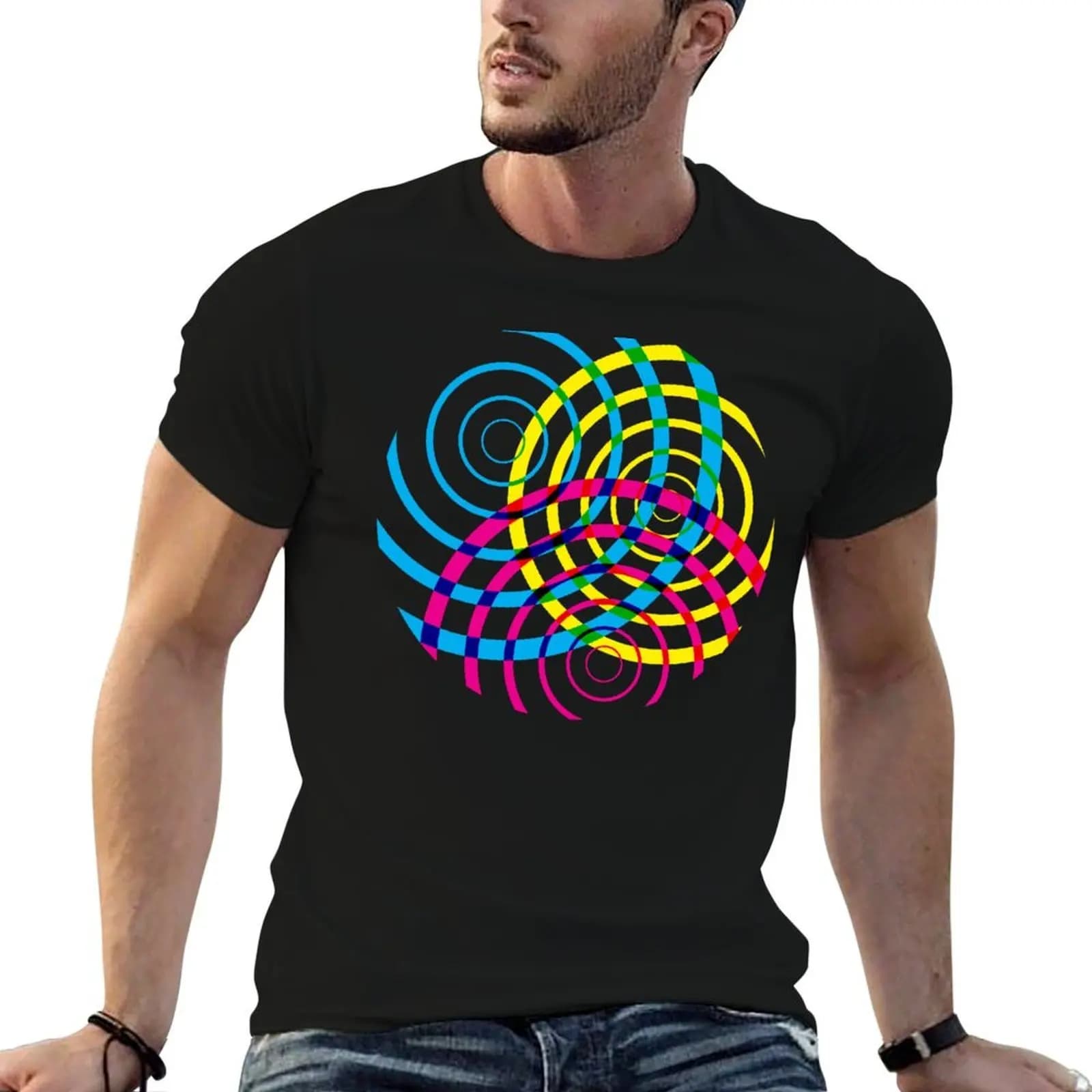 CMYK ripples (black) T-Shirt customs tshirts personalised funny t shirts for men