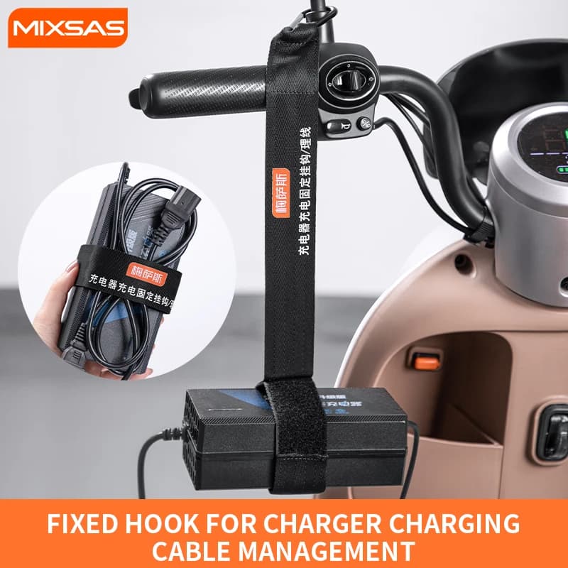 MIXSAS Electric Bike Battery Storage Cable Reusable Nylon Hook Loop Fastening Cable Bicycle Charging Protect Strap Hanger Hold
