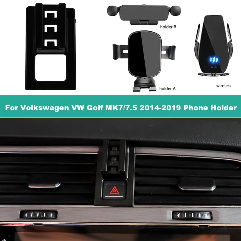 Car Phone Holder For Volkswagen Golf MK7/7.5 2014-2020 Dedicated Fixed Bracket Base 15W Fast Wireless Charging Smartphone Stand