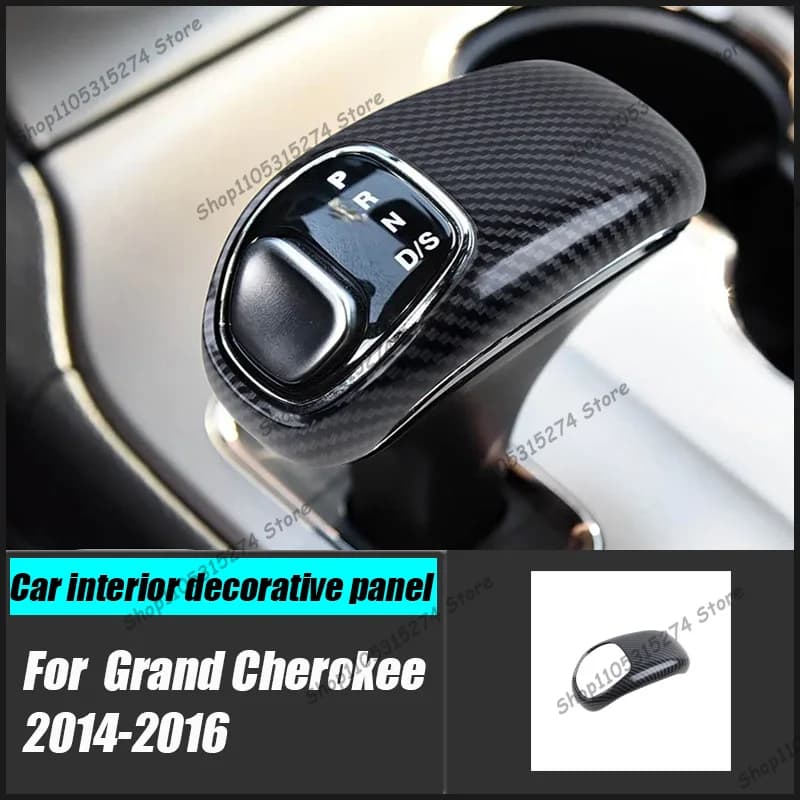 Interior Modified Gear Handle Cover ,for Jeep 14-16 Grand Cherokee Carbon Fiber Pattern Gear Handle Protective Cover