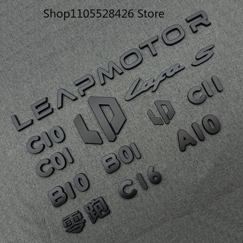 Car Front Grill Rear Trunk Emblem Steering Wheel Logo For LEAPMOTOR Lafa5 C10 C16 B10 B01 C11 C01 A01 Matte black Sticker Lid