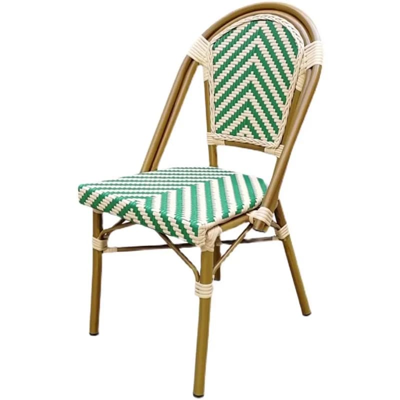 Outdoor slate marble dining table, French cafe, homestay retro rattan table and chair combination