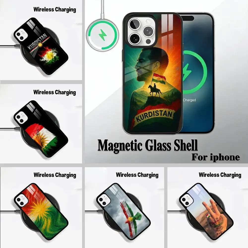 K-Kurdistan Flag Art Phone Case For IPhone17 16 15 14 13 12 11  Pro Max 16/15/14Plus Wireless Charger Cover Funda