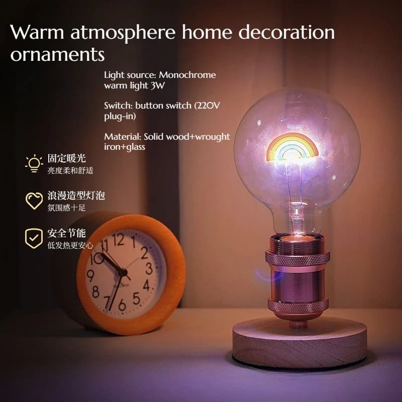 Creative Rainbow Peach Heart Luminous Ornament Home Warm Atmosphere Home Decoration Crafts Unique Gifts