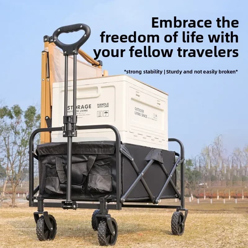 Outdoor camping trolley camping folding 5 inch camp car small mountain camping trolley