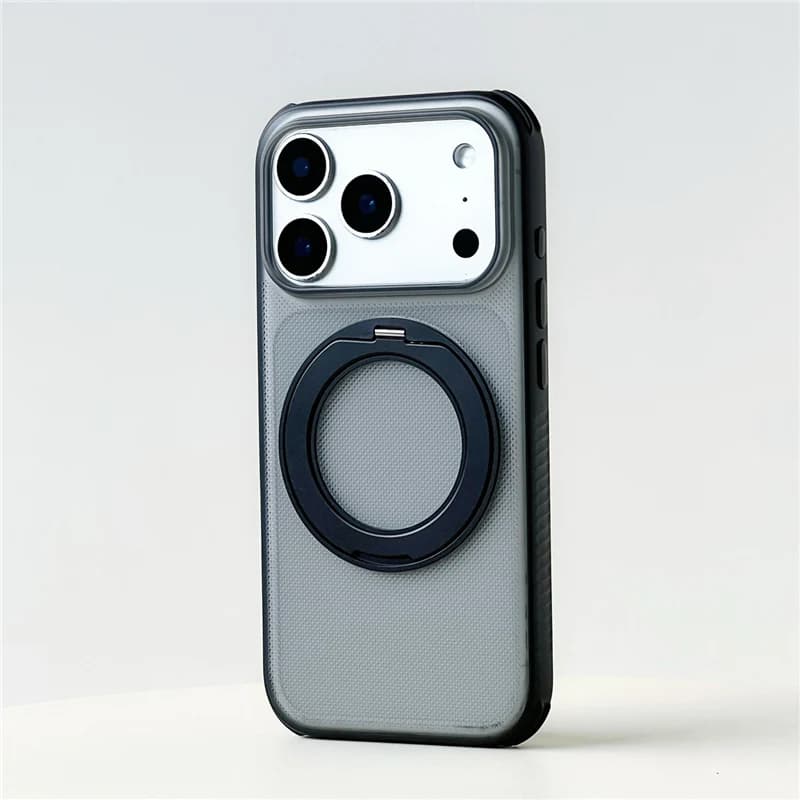 Magnetic Rotating Bracket Anti-Slip Bumper Armor Case For iPhone 17Pro Max 16Pro 17Pro For Magsafe Matte Shockproof Hard Cover