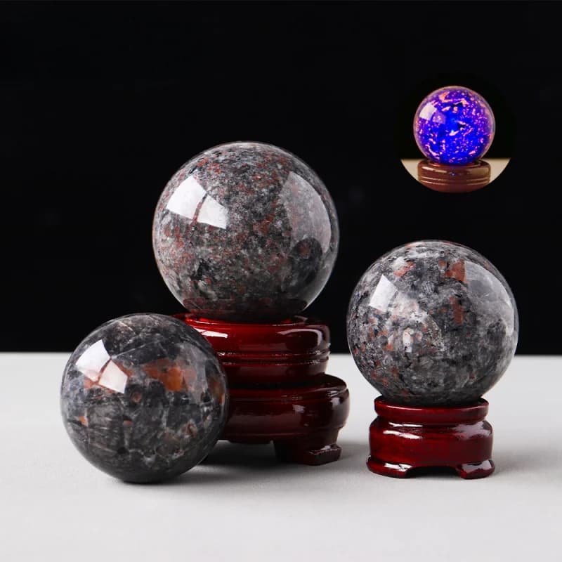 Natural Flame Stone Mineral Crystal Sphere Home Decor Multi-Size Desk Ornament Living Room Office Tabletop Craft Decoration Gift