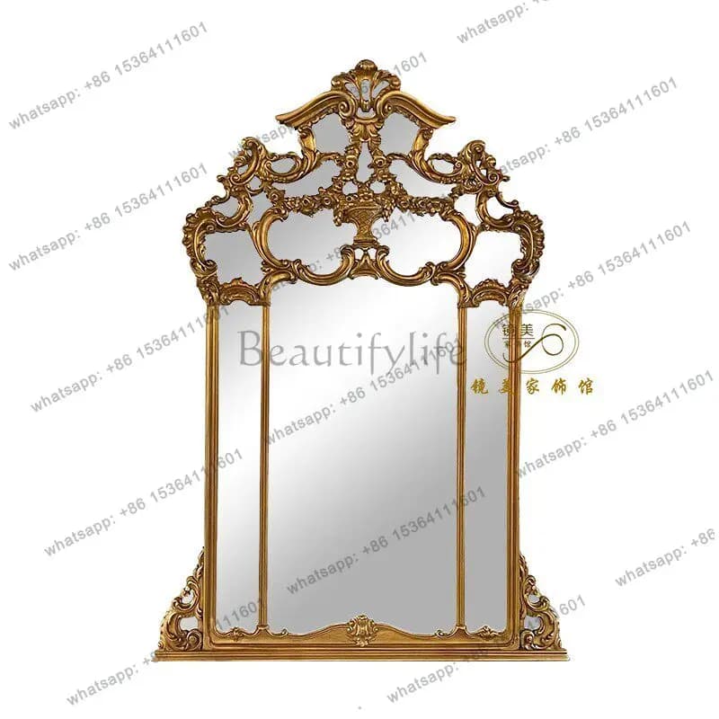 French retro carved decorative mirror household bedroom dresser makeup mirror