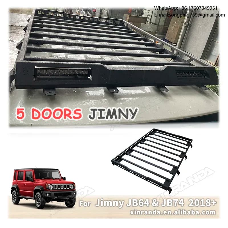 Jimny 5 Doors Accessories Roof Rack With LED Light Aluminium Luggage Roof Racks for Suzuki Jimny JC74 2024 2023