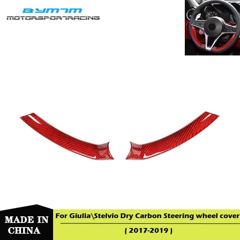Red Dry Carbon fiber Car interior trim panel Auto parts Accessories Central console For Stelvio 2017-2019