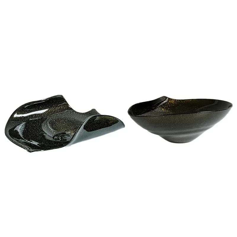 Glass fruit plate simple light luxury black designer soft decoration jewelry home decoration creative model room crafts