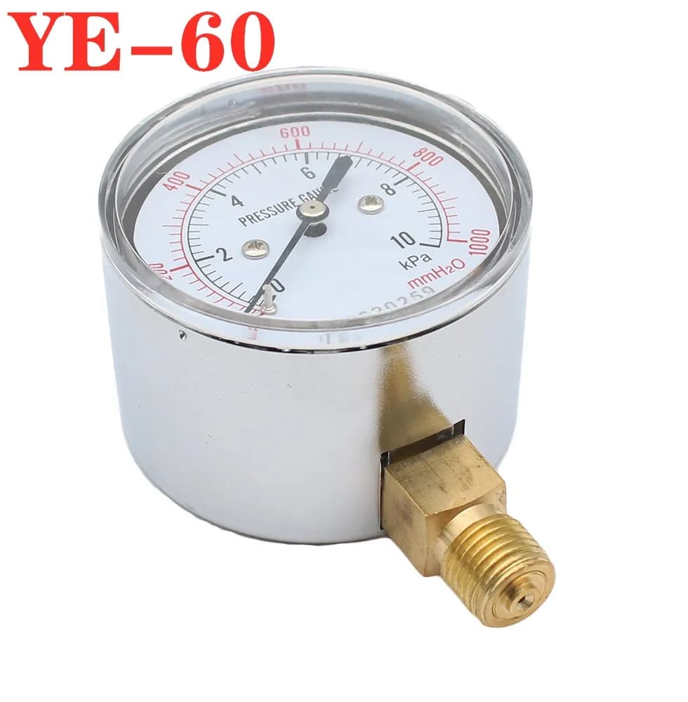 F2 Diaphragm Pressure Gauge YE60 10KPa Gas Meter Overpressure Protected Micropressure Meter Kpa Meter