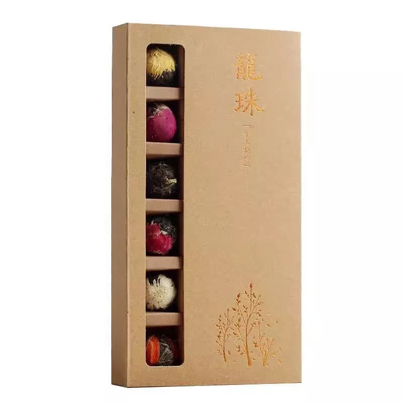 Lucky Floral Fragrance Gift Box 18pcs/Box Pu'er LongZhu Box Circular Pu erh Kraft Paper Storage Box China Yunnan Origin Special