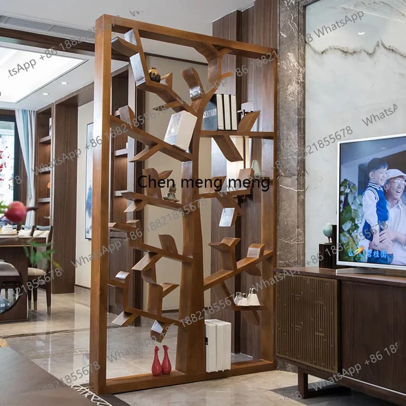 Solid wood living room partition entrance entrance cabinet classical tree screen simple modern hotel seat screen