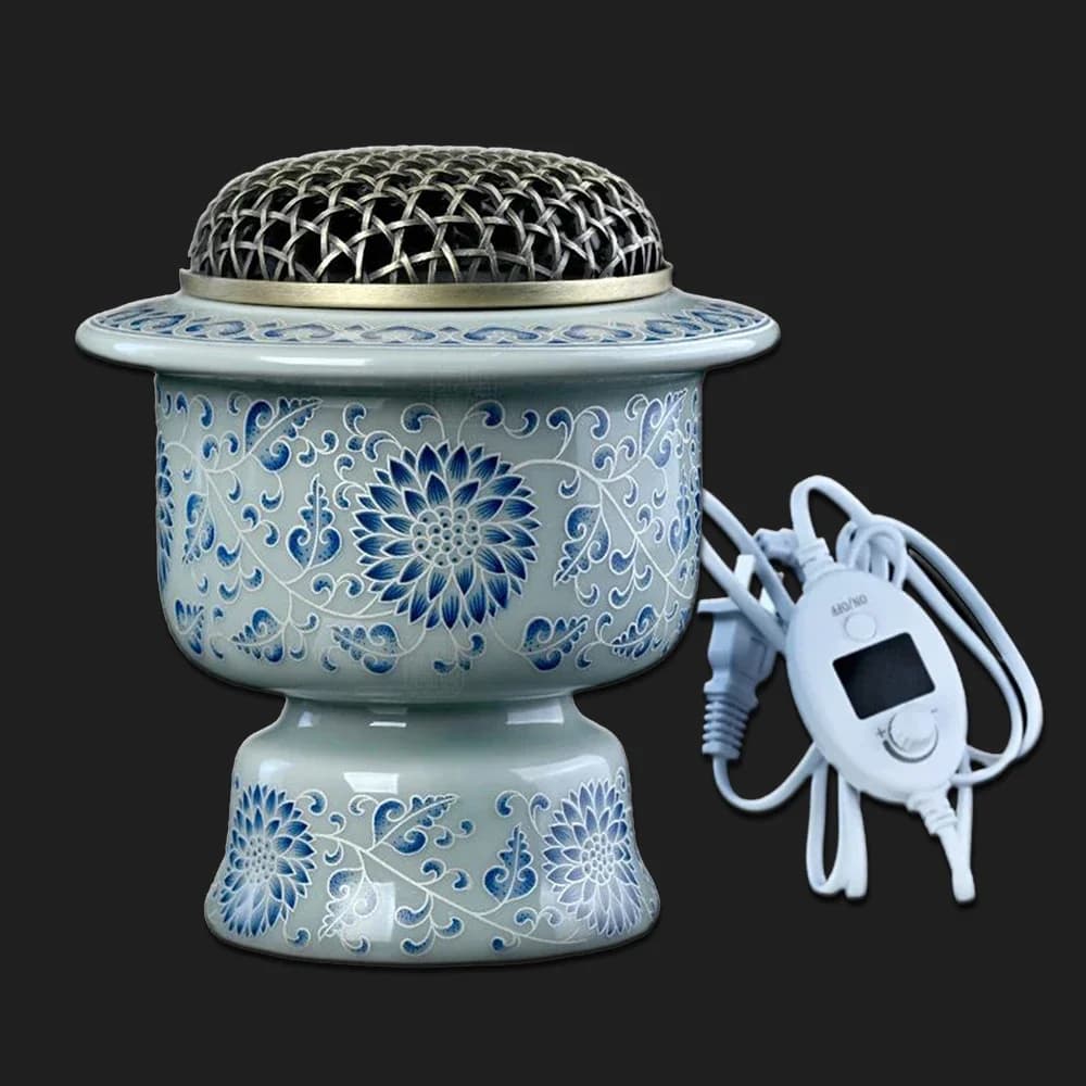 High Temperature Electric Incense Burner, Zen Ceramic Electronic Aroma Burner, 6-Speed Timed Electric Heating Censer for Home
