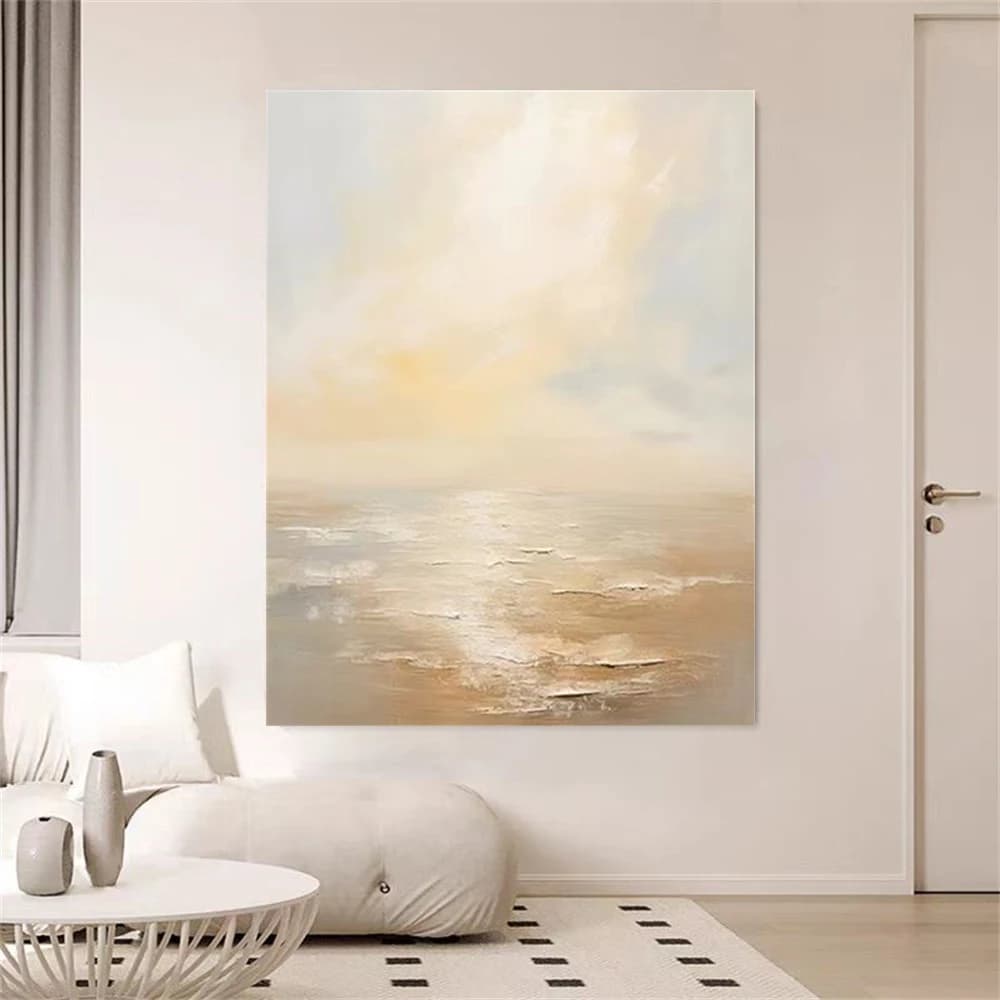 Nordic Hand-Painted Modern Home Decor Oil Painting Canvas Wall Art Picture Living Room Corridor Abstract Golden Simple Decor Art