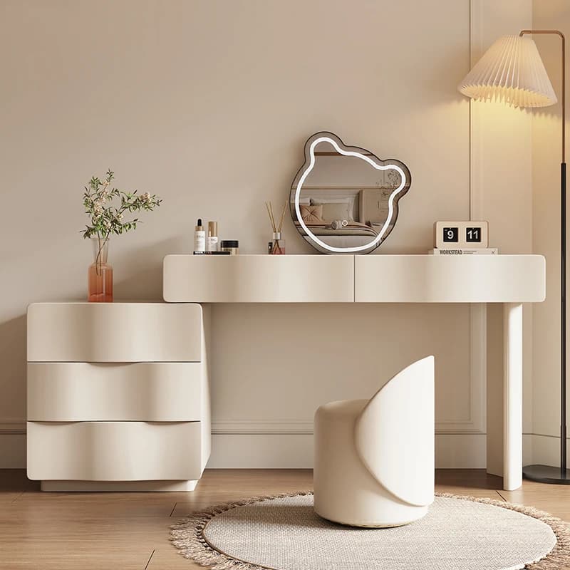 White Storage Makeup Vanity Desk Luxury Natural Sturdy Vintage Makeup Vanity Desk Cheap Wooden Kaptafel Furniture For Home