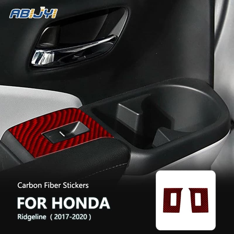 Carbon Fiber Rear Door Control Frame Stickers Decorative For Honda Ridgeline 2017 2018 2019 2020 Car Interior Accessories