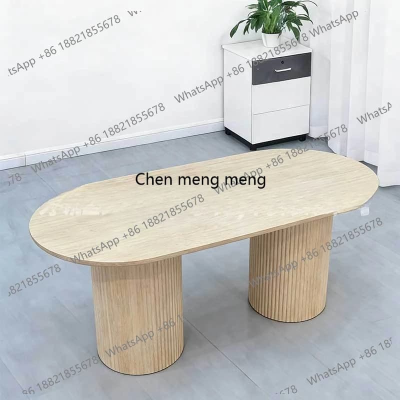 European oval family dining table Modern minimalist designer restaurant Furniture Creative B & B Log Fengdao Terrace