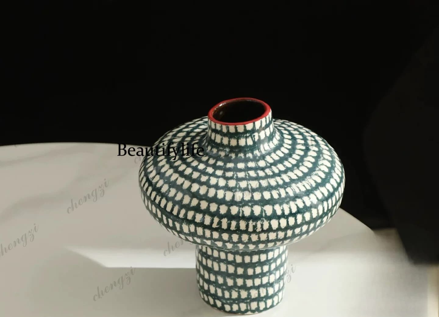 Hand-painted ceramic vase handmade irregular flower ware entrance ornament
