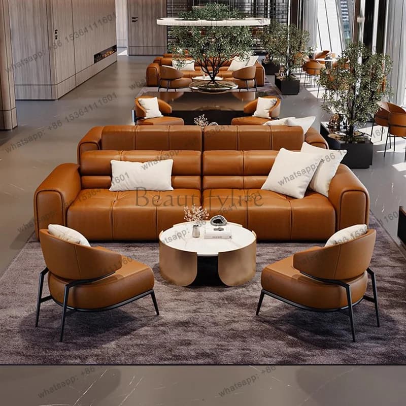 Factory Direct Sales Nordic Company Negotiation Sofa Hotel Lobby Business Reception Meeting Rest Area Waiting Leather Sofa Offic