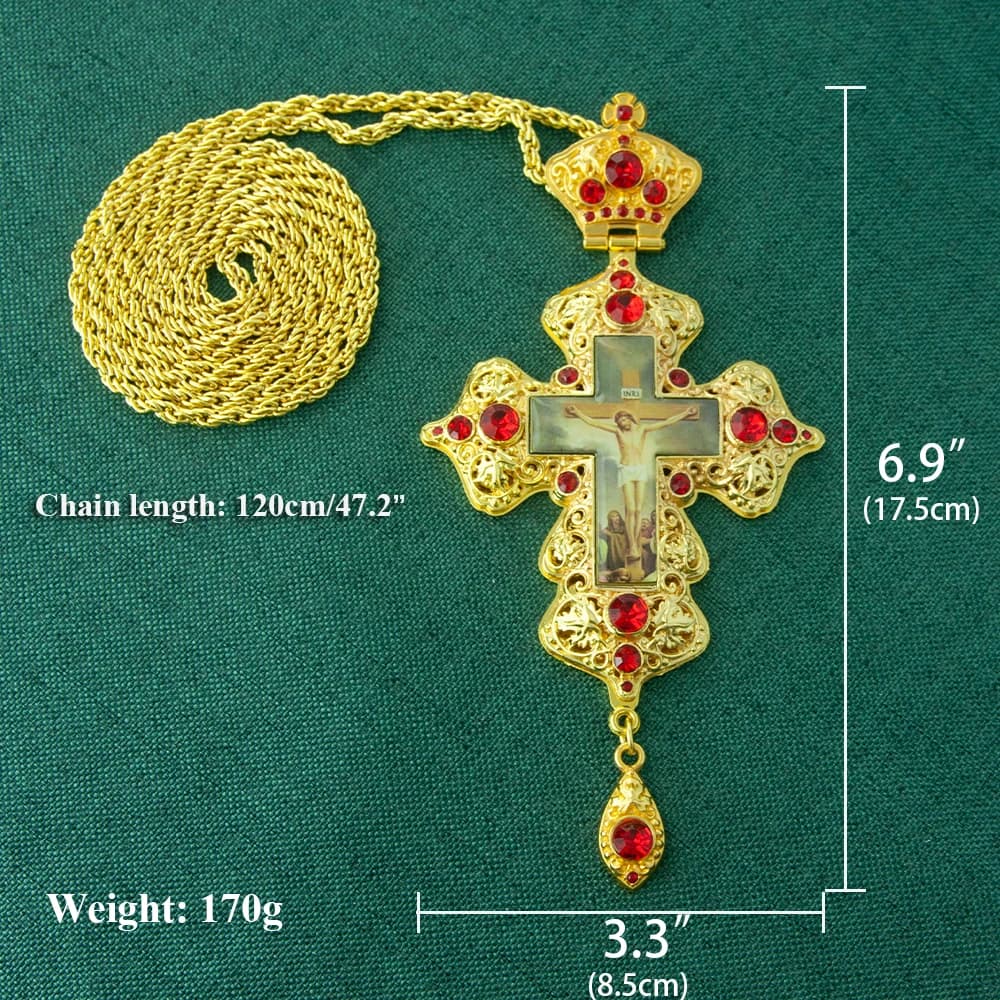 HT New 2026 Religious Greek Orthodox Church Hollowing Process Bishop's Pectoral Cross Necklace for Ordination of Priest Gift