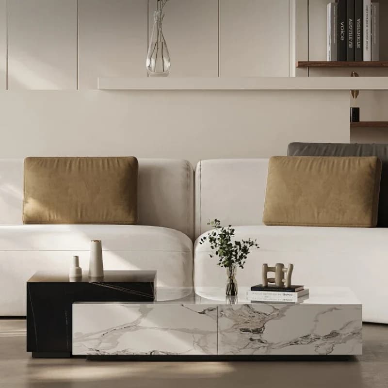 Rock slab coffee table high-end large apartment simple square sofa coffee table