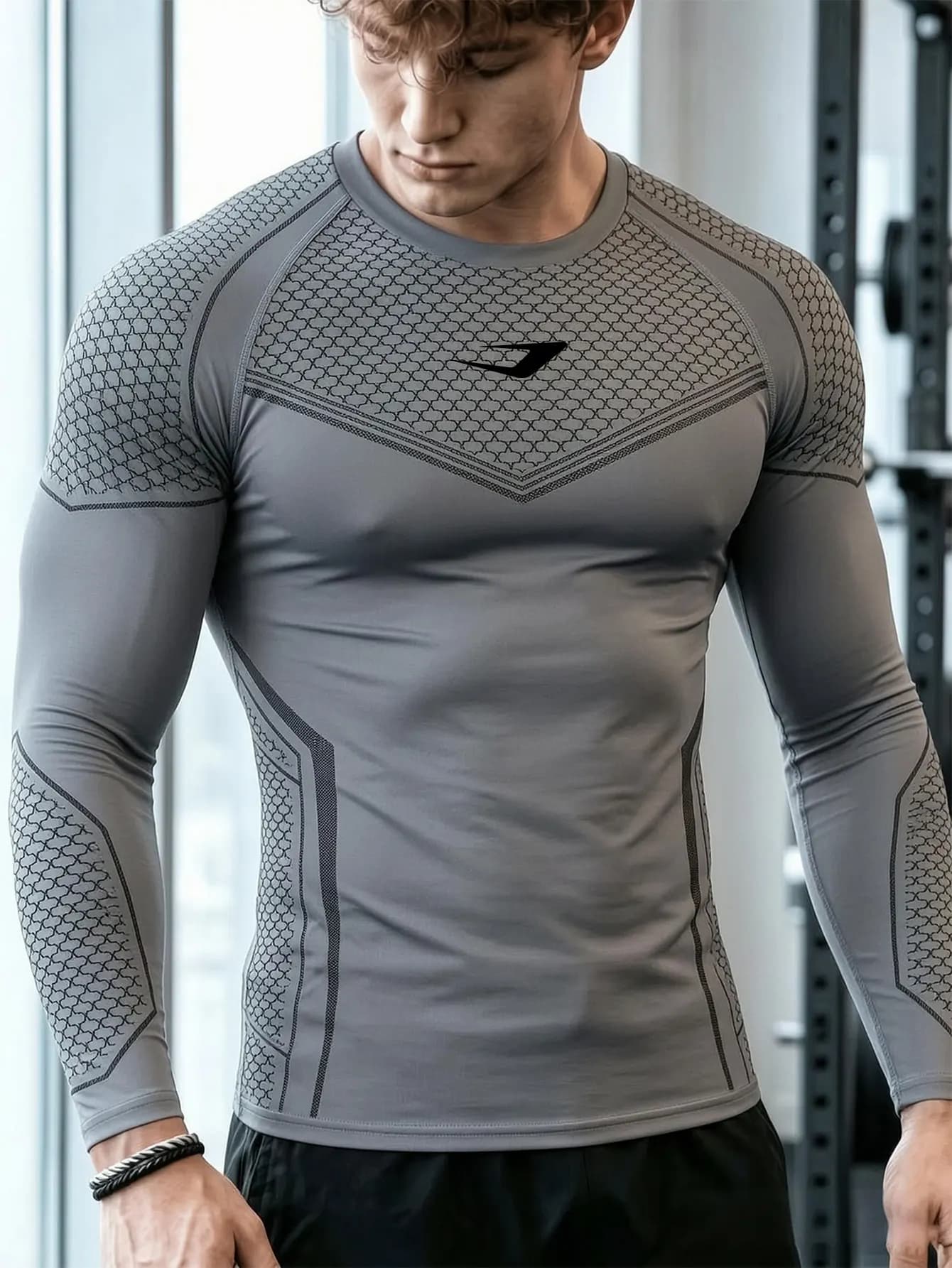 Men  Compression Shirt Long Sleeve Quick Dry Breathable Tight Athletic Base Layer For Gym Fitness Running Training Spor