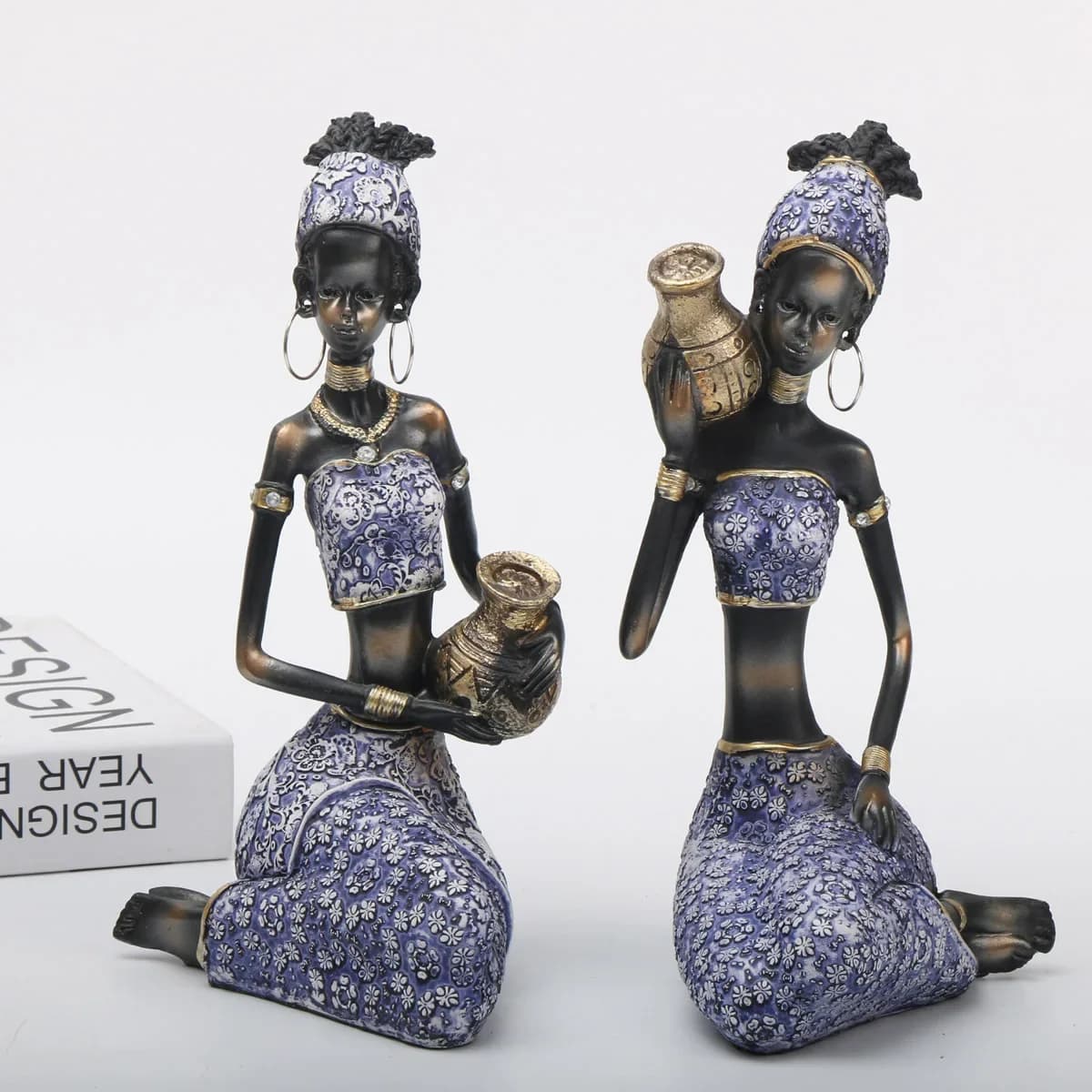 Resin Crafts Realistic Character Sculpture Black Africans Woman Art Girl Decorative Figurines Home Decoration Accessories
