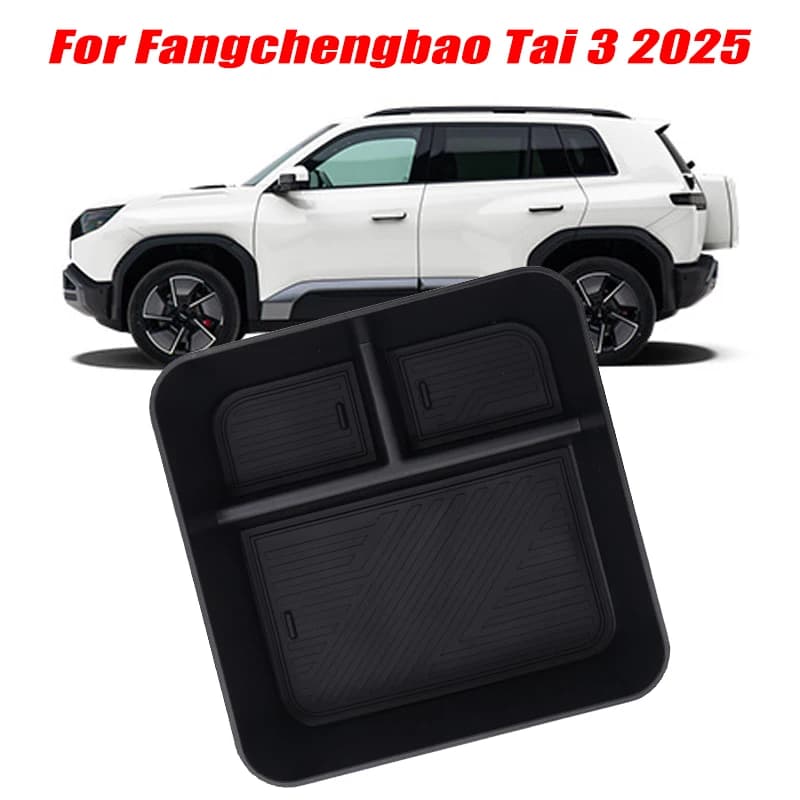 For Fangchengbao Tai 3 2025 Model Armrest Storage Box ABS Central Organozer Tray Stowing Tidying Car Accessories