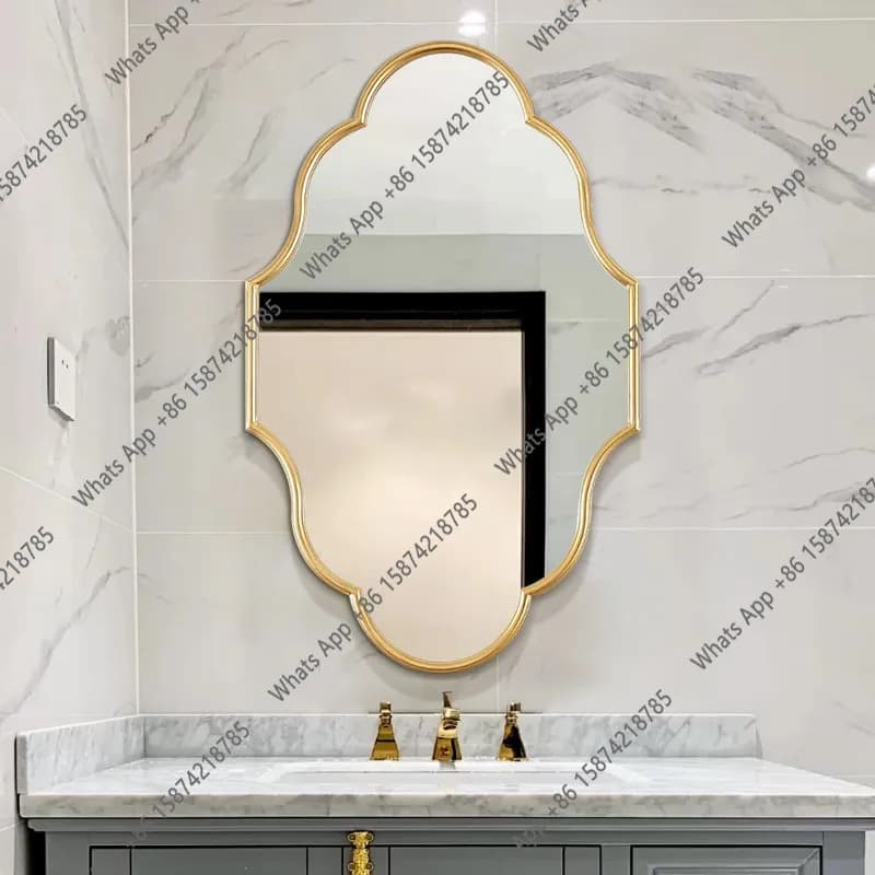 French mirror wall hanging defogging bathroom mirror girls' bedroom dresser with light makeup mirror light luxury