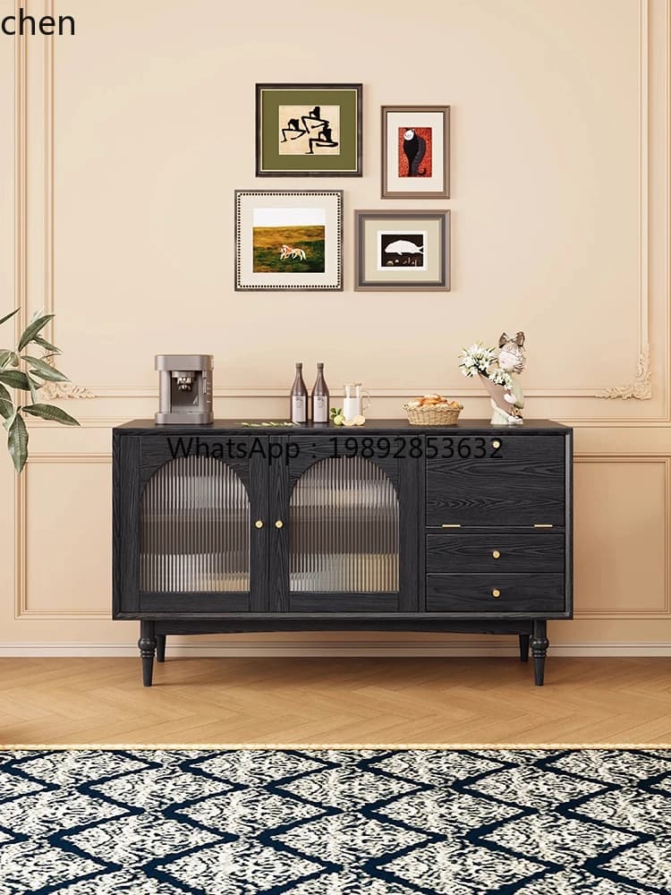 solid wood dining side cabinet integrated with wall low cabinet household ash wood solid wood cabinet living room