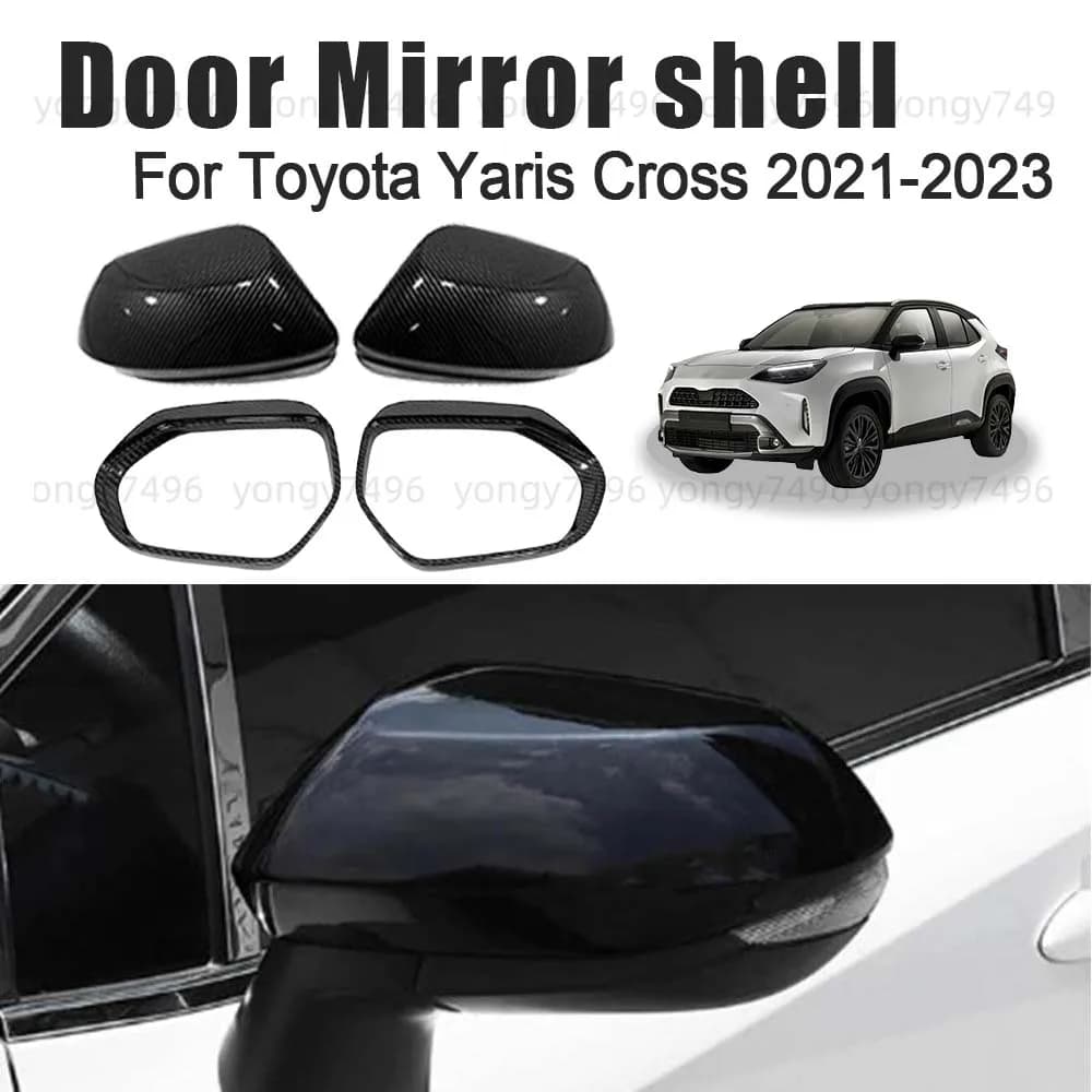 Protective Cover Carbon Fiber Chrome Silver Door Mirror Shell For Toyota Yaris Cross 2021 2022 2023 Car Rearview Accessories