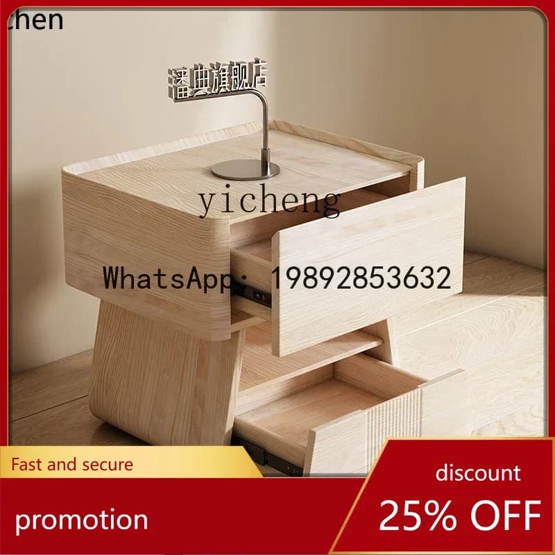 YFY  creative solid wood bedside table light luxury high-end bedroom simple modern small bedside storage cabinet